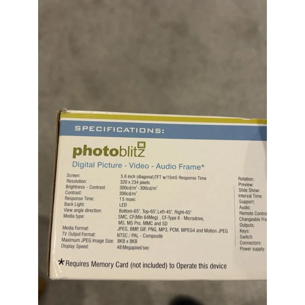 Photoblitz Digital Picture Frame PF5e 5.6 Inch Cherry 128 MB Card NEW Open Box